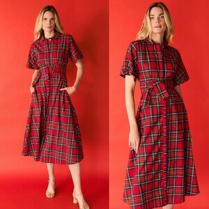 NWT Buru Donna Day Short Sleeve Contrast Bow Detail Stripe Print Shirt Dress